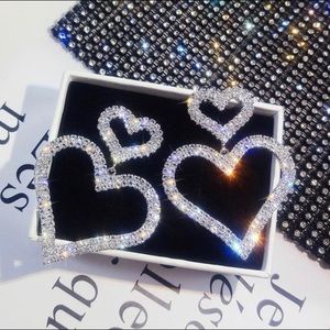 rhinestone heart earrings